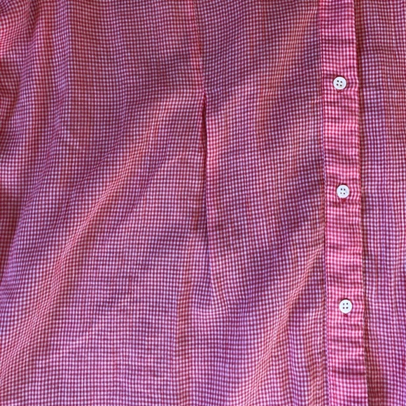 Joie Red Micro Gingham Tab Sleeve Blouse L - Picture 5 of 14